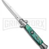 9" Anomaly Stiletto Green Pearlex Automatic Knife - Satin Bayonet -AKC Knife Shop 9in anomaly stiletto green pearlex automatic knife satin bayonet gx 6095 td large