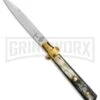 AGA Campolin 10" Brass/Dark Horn Italian Frosolone Automatic Knife - Bayonet -AKC Knife Shop AGA Campolin 10in Brass Dark Horn Italian Frosolone Bayonet BP 29647 er large