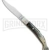 AGA Campolin Sahara Dark Horn Italian Stiletto Automatic Knife - Mirror Plain -AKC Knife Shop AGA Campolin 9in Shara Italian Stiletto LB Dark Horn Mirror BHQ 74050 jr large