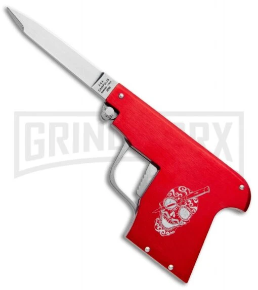 AGA Campolin Red Automatic Gun Knife - Satin Plain -AKC Knife Shop AGA Campolin Gun Knife Auto Red Satin CEM PIS RED GX 33940 jr large