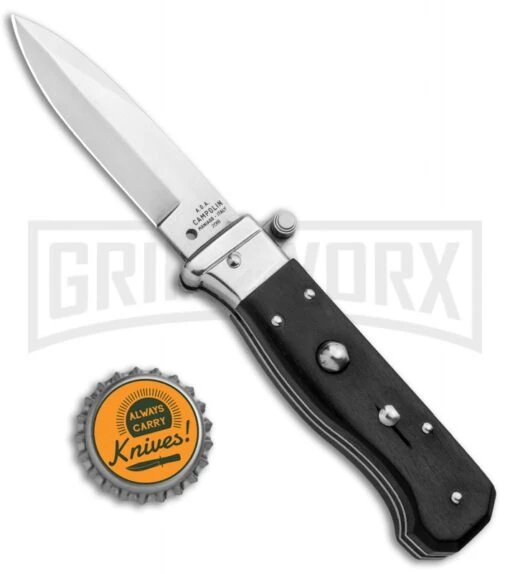 AGA Campolin Piccolo Ebony Italian Automatic Knife - Satin Plain -AKC Knife Shop AGA Campolin Piccolo Italian Stiletto Auto Ebony Satin BHQ 92722 jr bottlecap large