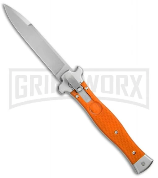 AGA Campolin Zero Orange G-10 Leverlock Automatic - Bayonet Stonewash Plain -AKC Knife Shop AGA Campolin Zero G 10 Orange SW AGA01O SWB BP 20045 jr large