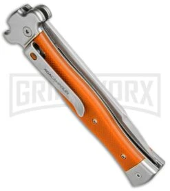 AGA Campolin Zero Orange G-10 Leverlock Automatic - Bayonet Stonewash Plain -AKC Knife Shop AGA Campolin Zero G 10 Orange SW AGA01O SWB BP 20045 jr side large