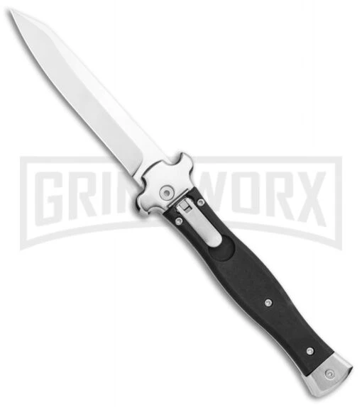 AGA Campolin Zero Smooth Black G-10 Leverlock Auto Knife - Reverse Tanto Plain -AKC Knife Shop AGA Campolin Zero Reverse Tanto LL Black G 10 Satin BHQ 117113 jr large