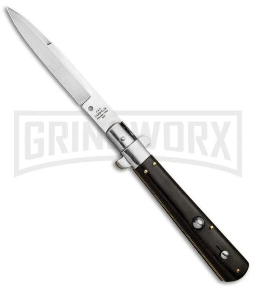 AGA Campolin 11" Frosolone Ebony Stiletto Automatic Knife - Bayonet -AKC Knife Shop AGA Frosolone Ebony Nickel 11in Bayo BP 29294 jr large