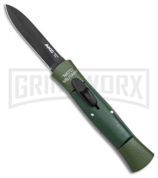 AKC 007 Concord NATO Military OD Green OTF Automatic Knife - Black Dagger -AKC Knife Shop AKC 007 Concord NATO Military OTF Auto OD Green Black Dagger BHQ 158254 jr large