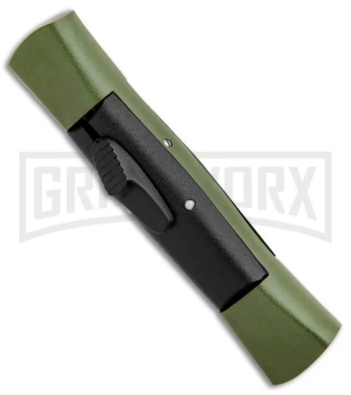 AKC Concord Green/Black OTF Automatic Knife - Flat Black -AKC Knife Shop AKC 007 Concord OTF Green Black Flat GX 30500 jr spine large