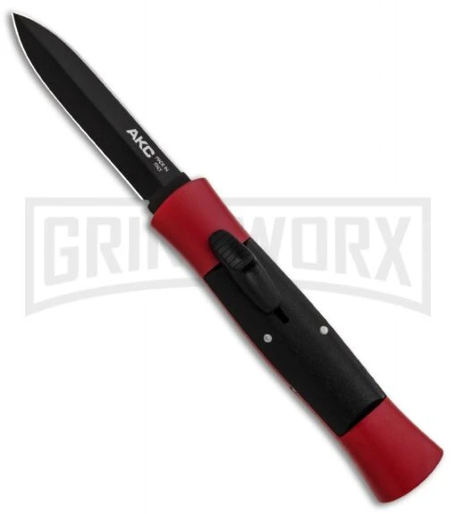 AKC 007 Concord Red/Black OTF Automatic Knife - Dagger Black -AKC Knife Shop AKC 007 Concord OTF Red Black Dagger GX 30497 jr large