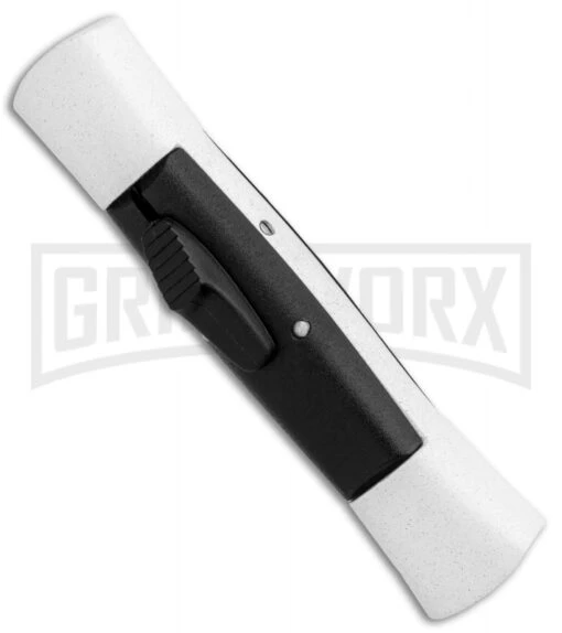 AKC 007 Concord White/Black OTF Automatic Knife - Flat Black -AKC Knife Shop AKC 007 Concord OTF White Black Flat GX 30496 jr spine large