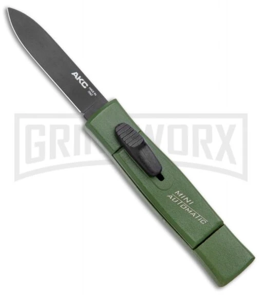 AKC Minion Concord Green OTF Automatic Knife - Spear Point Plain -AKC Knife Shop AKC 007 Mini Concord OTF Auto NATO Green Black BHQ 135713 jr large