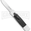 AKC Minion Concord White/Black OTF Automatic Knife - Spear Point Satin Plain -AKC Knife Shop AKC 007 Mini Concord OTF Auto White Black Satin BHQ 135712 jr large