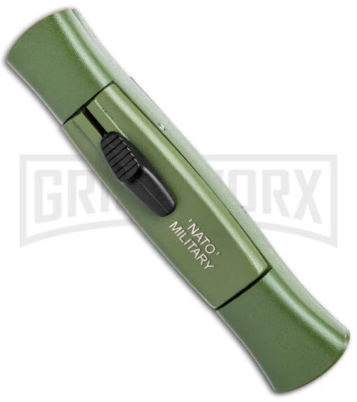 AKC 077 Concord NATO Military Green OTF Automatic Knife - Satin Plain -AKC Knife Shop AKC 077 Concord OTF Auto NATO Military Green Satin Flat BHQ 179232 jr spine large