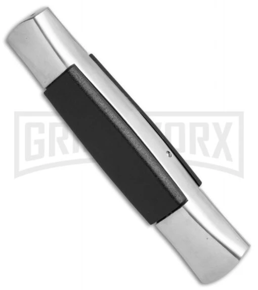 AKC 077 Concord Polish/Black OTF Automatic Knife - Flat Black Plain -AKC Knife Shop AKC 077 Concord Polish Black flat black plain BP 22707 er side large