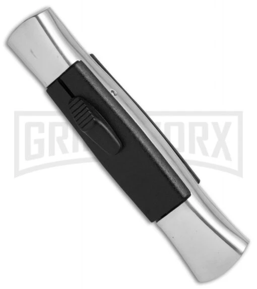 AKC 077 Concord Polish/Black OTF Automatic Knife - Flat Black Plain -AKC Knife Shop AKC 077 Concord Polish Black flat black plain BP 22707 er spine large