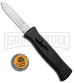 AKC 777 Blackfinger Black OTF Automatic Knife - Dagger Satin Plain -AKC Knife Shop AKC 777 Blackfinger Dagger OTF Auto Black Satin BHQ 50807 jr bottlecap large