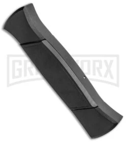 AKC 777 Blackfinger Black OTF Automatic Knife - Dagger Satin Plain -AKC Knife Shop AKC 777 Blackfinger Dagger OTF Auto Black Satin BHQ 50807 jr side large