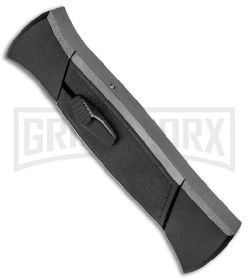 AKC 777 Blackfinger Black OTF Automatic Knife - Dagger Satin Plain -AKC Knife Shop AKC 777 Blackfinger Dagger OTF Auto Black Satin BHQ 50807 jr spine large