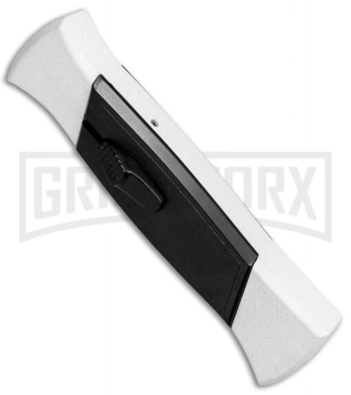 AKC 777 Blackfinger Tactical White/Blk OTF Automatic Knife - Dagger Black Plain -AKC Knife Shop AKC 777 Blackfinger Dagger OTF White Black BHQ 82047 jr spine large