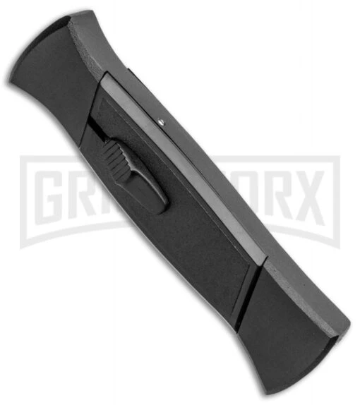 AKC 777 Blackfinger Black OTF Automatic Knife - Dagger Gold Plain -AKC Knife Shop AKC 777 Blackfinger OTF Auto Black Gold Dagger BHQ 92040 jr spine large