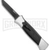 AKC 777 Blackfinger Brushed Aluminum OTF Automatic Knife - Black Tanto -AKC Knife Shop AKC 777 Blackfinger OTF Auto Brushed Aluminum Black Black Tanto BHQ 153398 jr large