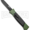 AKC 777 Blackfinger Green/Black OTF Automatic Knife - Black Plain -AKC Knife Shop AKC 777 Blackfinger OTF Auto Green Black Black Flat BHQ 138920 jr large