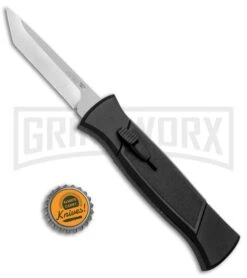 AKC 777 Blackfinger Black OTF Automatic Knife - Stonewash Tanto -AKC Knife Shop AKC 777 Blackfinger Tanto OTF Auto Black SW BHQ 87413 jr bottlecap 2 large