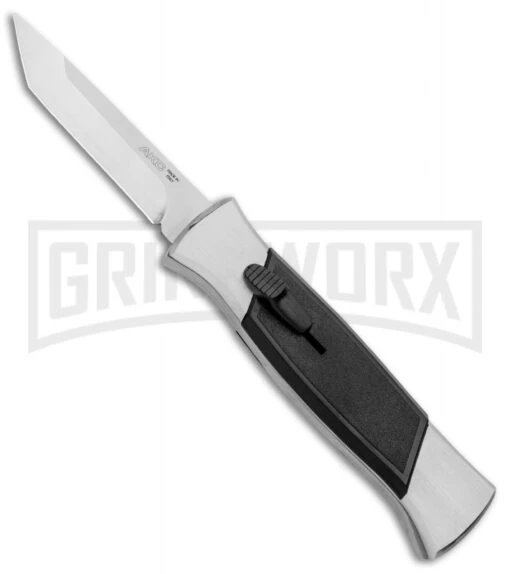 AKC 777 Blackfinger Brushed Aluminum OTF Automatic Knife - SW Tanto -AKC Knife Shop AKC 777 Blackfinger Tanto OTF Auto Brushed Aluminum SW BHQ 87412 jr 2 large