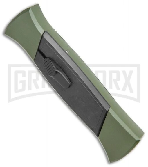 AKC 777 Green Blackfinger Brushed Aluminum OTF Automatic Knife - Black Dagger -AKC Knife Shop AKC 777 Green Blackfinger Dagger OTF Auto Brushed Aluminum Black BHQ 87411 jr spine large