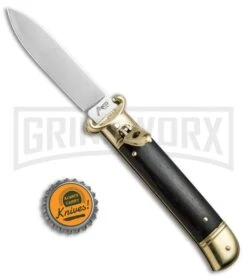 AKC 8" Shot Shell Puller Lever Lock Ebony W/ Brass Automatic Knife - Flat Plain -AKC Knife Shop AKC 8in Shot Puller LL Ebony Wood Brass BP 19885 jr bottlecap large