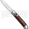 SKM 8" Italian Stiletto Lever Lock Cocobolo Automatic Knife - Polish Flat -AKC Knife Shop AKC Classic LL Auto Italian Cocobolo Satin BHQ 81016 jr large