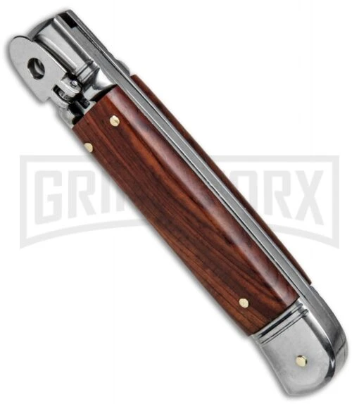 SKM 8" Italian Stiletto Lever Lock Cocobolo Automatic Knife - Polish Flat -AKC Knife Shop AKC Classic LL Auto Italian Cocobolo Satin BHQ 81016 jr spine large