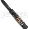 AKC Minion Concord Leopard OTF Automatic Knife - Flat Black Plain -AKC Knife Shop AKC Concord Minion Leopard Flat Blk BP 18949 jr large