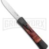 AKC Concord Briar Wood OTF Automatic Knife - Plain Satin Flat -AKC Knife Shop AKC Concord OTF Auto Briar Wood Satin GX 37553 jr large