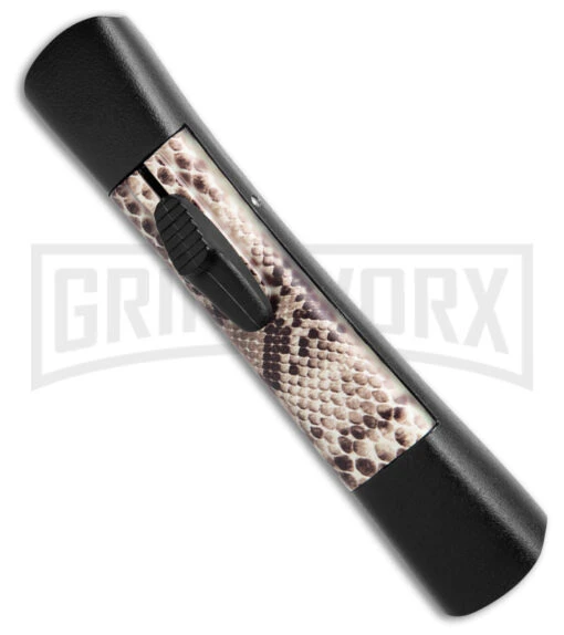 AKC Concord Snake OTF Automatic Knife - Flat Grind Black Drop Point Plain -AKC Knife Shop AKC Concord OTF Automatic Knife Snake 3.25in Black Flat BHQ 184001 hd spine large