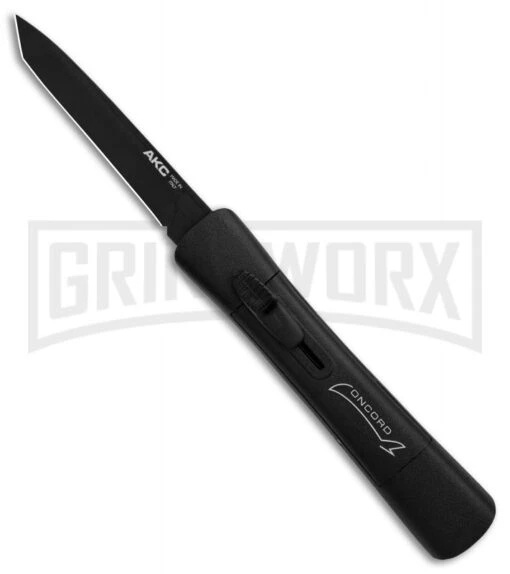 AKC Concord Black OTF Automatic Knife - Tanto Black Plain -AKC Knife Shop AKC Concord Tanto Black Black BHQ 90285 er large