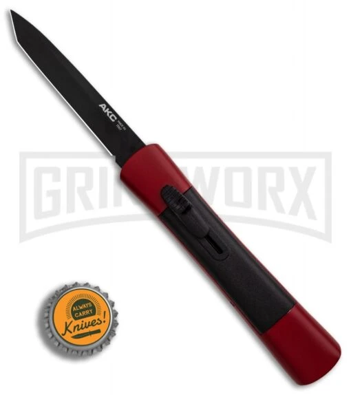 AKC Concord Red/Black OTF Automatic Knife - Tanto Black Plain -AKC Knife Shop AKC Concord Tanto Red Black Black BHQ 90289 er bottlecap large