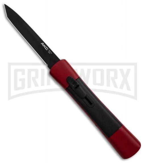 AKC Concord Red/Black OTF Automatic Knife - Tanto Black Plain -AKC Knife Shop AKC Concord Tanto Red Black Black BHQ 90289 er large