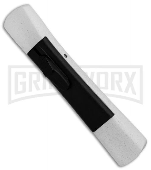 AKC Concord White/Black OTF Automatic Knife - Tanto Satin Plain -AKC Knife Shop AKC Concord Tanto White Black Satin BHQ 90286 er spine large