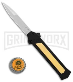 AKC F-16 Brass D/A OTF Automatic Knife - Bayo Satin Plain -AKC Knife Shop AKC F 16 BHQ Exclusive Brass Bayo Satin Plain GX 30990 er bottlecap large