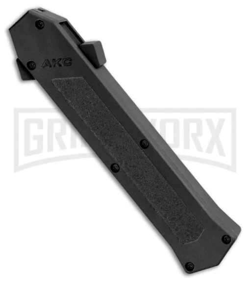 AKC F-16 Black D/A OTF Automatic Knife - Bayo Two Tone -AKC Knife Shop AKC F 16 Black DA OTF Auto Bayo TT Plain BHQ 111245 jr spine large