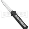 AKC F-16 Black/Stripe Inlay D/A OTF Automatic Knife - Bayo Satin Plain -AKC Knife Shop AKC F 16 Black Stripe Inlay DA OTF Bayo Satin Plain BP 25394 jr large