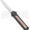 AKC F-16 Black/Wood D/A OTF Automatic Knife - Bayo Satin Plain -AKC Knife Shop AKC F 16 Black Wood DA OTF Auto Bayo Satin Plain BP 24620 jr large