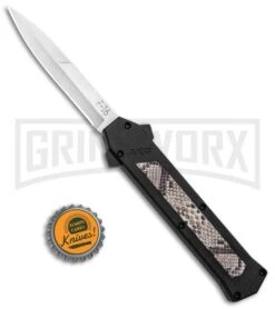 AKC F-16 Diamondback D/A OTF Automatic Knife - Bayo Satin Plain -AKC Knife Shop AKC F 16 DA Bayo OTF Auto Diamondback Satin BHQ 131609 jr bottlecap large