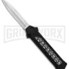 AKC F-16 Skulls D/A OTF Automatic Knife - Bayo Satin Plain -AKC Knife Shop AKC F 16 DA Bayo OTF Auto Skulls Satin BHQ 84593 jr large