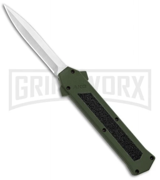 AKC F-16 Green D/A OTF Automatic Knife - Dagger Satin Plain -AKC Knife Shop AKC F 16 DA Dagger OTF Auto Green Satin BHQ 91965 jr large