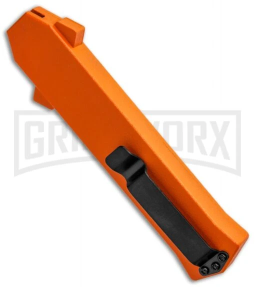 AKC F-16 Orange D/A OTF Automatic Knife - Dagger Satin Plain -AKC Knife Shop AKC F 16 DA Dagger OTF Auto Orange Satin BHQ 91966 jr side large