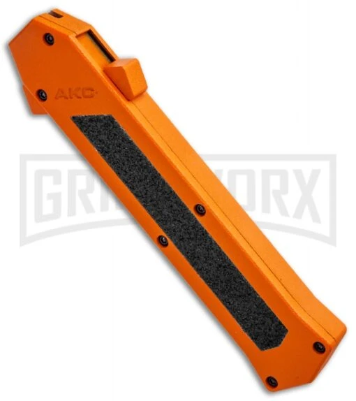 AKC F-16 Orange D/A OTF Automatic Knife - Dagger Satin Plain -AKC Knife Shop AKC F 16 DA Dagger OTF Auto Orange Satin BHQ 91966 jr spine large