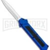 AKC F-16 Blue D/A OTF Automatic Knife - Dagger Satin Plain -AKC Knife Shop AKC F 16 DA Dagger OTF Blue Satin BHQ 93753 jr large