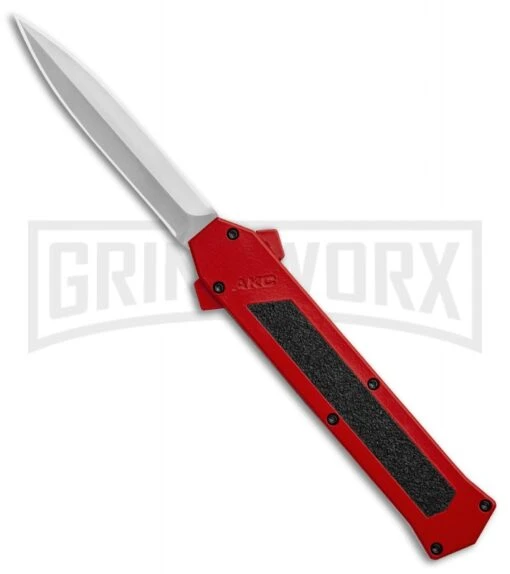 AKC F-16 Red D/A OTF Automatic Knife - Dagger Satin Plain -AKC Knife Shop AKC F 16 DA Dagger Red Satin BHQ 87409 er large