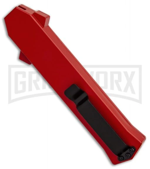 AKC F-16 Red D/A OTF Automatic Knife - Dagger Satin Plain -AKC Knife Shop AKC F 16 DA Dagger Red Satin BHQ 87409 er side large